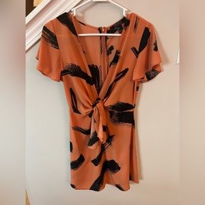 Forever 21 orange mini dress with tie front detail